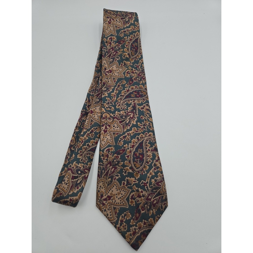 Christian Dior Monsieur Silk Tie Burgundy Floral Paisley Vintage Necktie Italy
